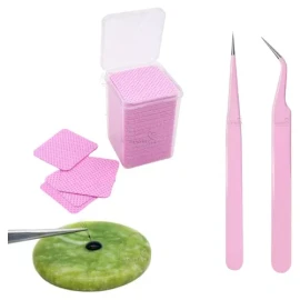 Dbmb Kit Piedra Jade+pinzas+ Toallas Para Extensiones De Pestañas
