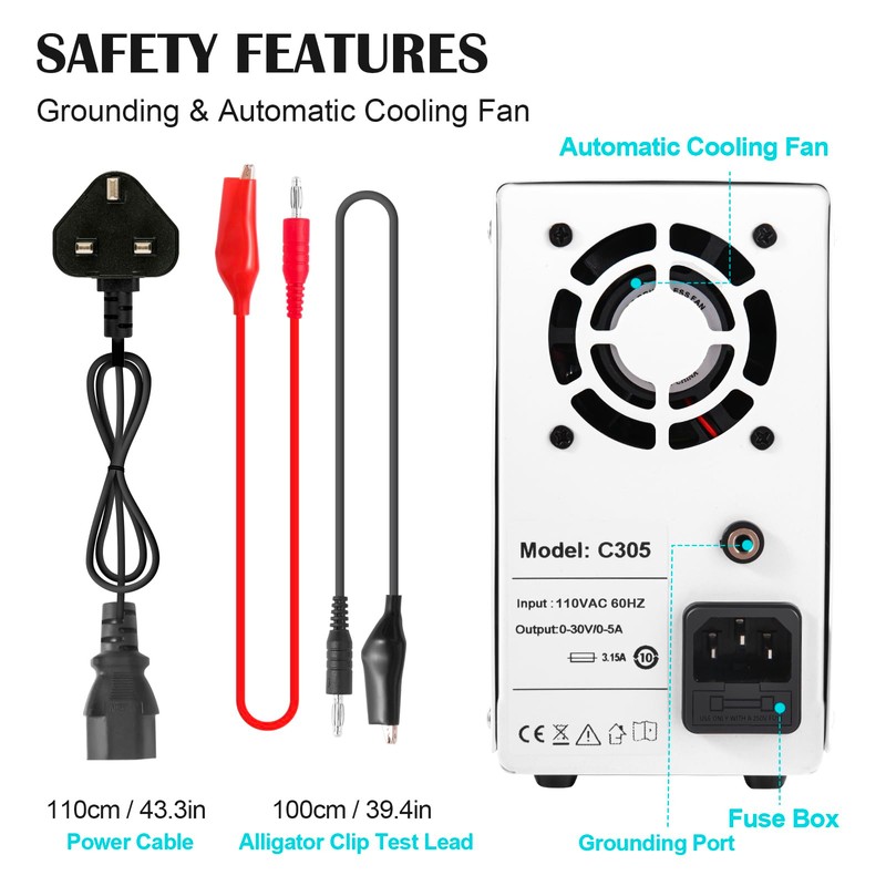 FEITA DC Power Supply Variable, 30V 5A Adjustable High Precision