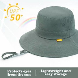 UAMOEI Baby Sun Hat Toddler UPF 50+ Kid Bucket Hats for Girl Summer Cap Boy Sun Protection Caps Wide Brim (US, Age, 0 Months, 6 Months, A-Dark Grey)