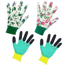 EASYLAVIE Gardening Gloves for Women (4 Pairs) Ladies Household and Garden Glove Waterproof Floral Gardening Gloves for Weeding, Digging, Raking and Pruning
