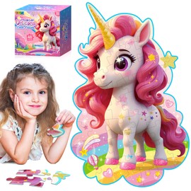 ZIZZ Unicorn Puzzles Girls Gifts: 48 Pieces Unicorn Floor Puzzles for Kids Ages 4-6-8 Large Toddler Puzzles Ages 3 4 5 6 7 8 Years Old Unicorn Toy Gift for Girls Birthday Idea for Girls