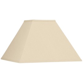 Beige Linen Large Square Lamp Shade 6" Top x 16" Bottom x 12" Slant x 10" High (Spider) Replacement with Harp and Finial - Springcrest