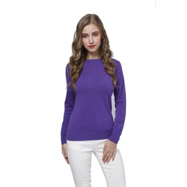 Acmewear Women's 100% Pure Cashmere Long Sleeve Crew Neck Sweater (Large, Crocus)