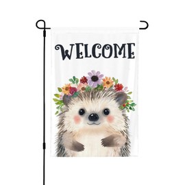 Hedgehog Painting Garden Flags 12×18 Inch Double Sided Decorative Yard Banner Seasonal Flag for Outdoor Outside Decor