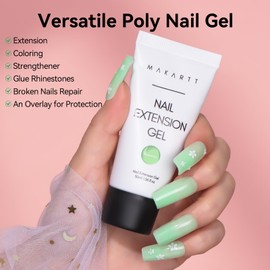 Makartt Hema-Free Poly Nail Gel Set: Blue & Green Gel Builder for Extension Winter Colors Nail Strengthener 3D Diy Hard Gel for Nails Manicures Home Salon-2PCs 30ML