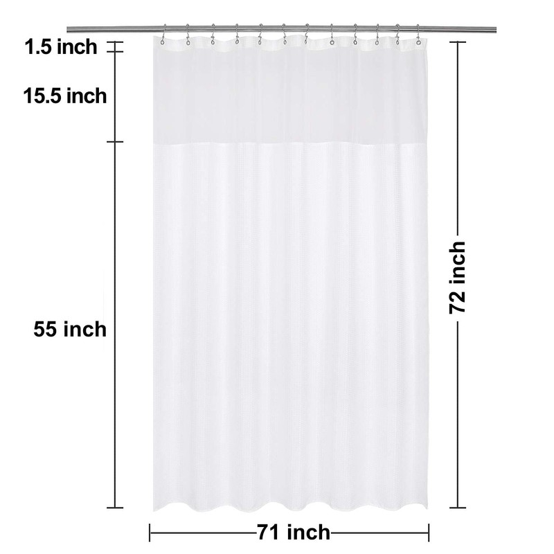 N&Y HOME Waffle Weave Shower Curtain with Snap-in Fabric Liner
