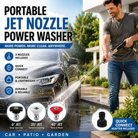 Hydro Jet Power Washer Wand for Garden Hose – 3 Nozzle Cleaning Tool for Car, Patio & Yard Washing