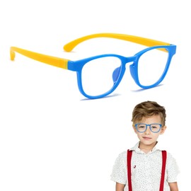 Plimbin Blue Light Blocking Glasses for Kids, Children's Computer Glasses Gaming Glasses Anti-Blue Light for Age 4-13, Anti UV400 & Eyestrain, for Children Boys Girls (Blue+Yellow)