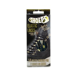 Shoeps Elastic Laces, 14 pieces - Black Gold Button, Regular