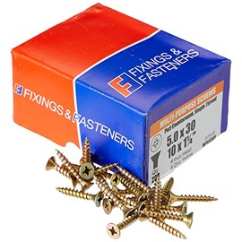 ForgeFix Multi-Purpose Single Thread Screws | 5.0 x 30mm | Zinc Yellow Passivated | Box 200