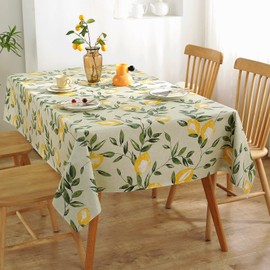 Arquiel Tablecloth Rectangle Lemon Yellow Tablecloth Wipe Clean PVC Waterproof Oilproof Wax Tablecloth Easy Care Table Cover for Kitchen and Party (140 x 220 cm)