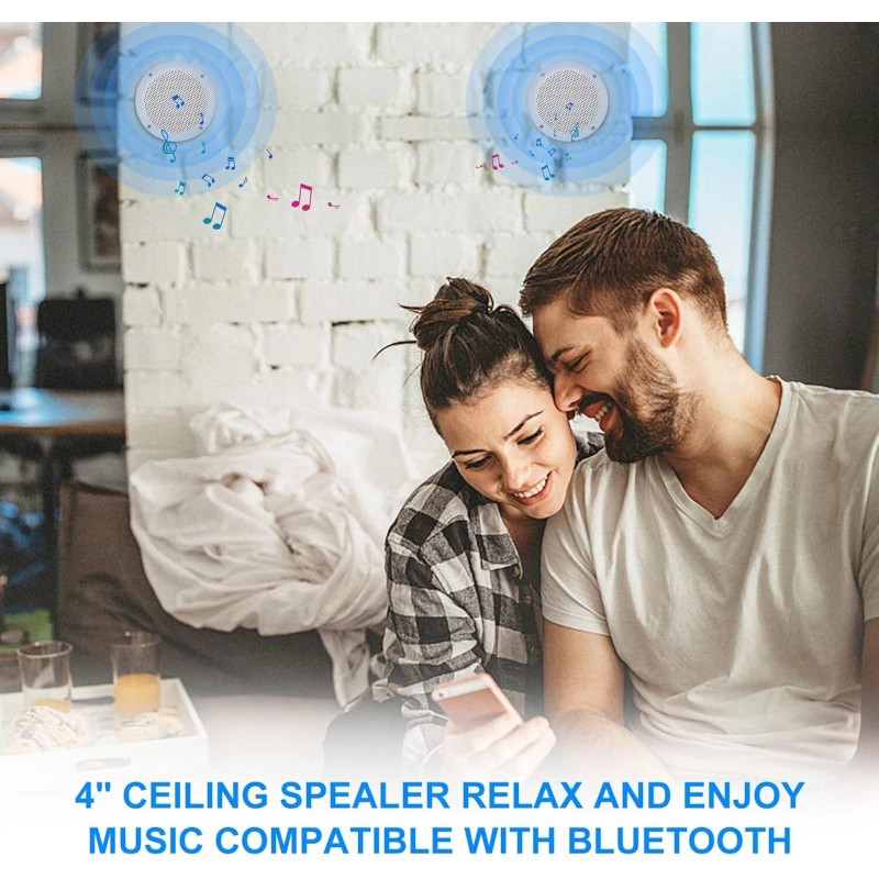 Herdio 4Inch 160W Marine Boat Car Ceiling Speaker Waterproof Bluetooth
