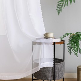 Sheer White Curtains, Sheer Curtains 63 inch Length 2 Panels Set, Rod Pocket Voile Fimly Sheer Drapes for Living Room/Bedroom, Light Filtering Curtain for Small Window 2pcs, Each 40" W x 63" L