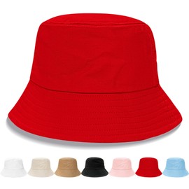 NPQQUAN Bucket Hats fot Men Women Packable Foldable Sun Hats for Women Beach Travel Cap Red