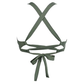 Women's Retro Printed Adjustable Thick Straps Cross Back Push Up Vintage Bikini Swimsuit Tops Only Olive