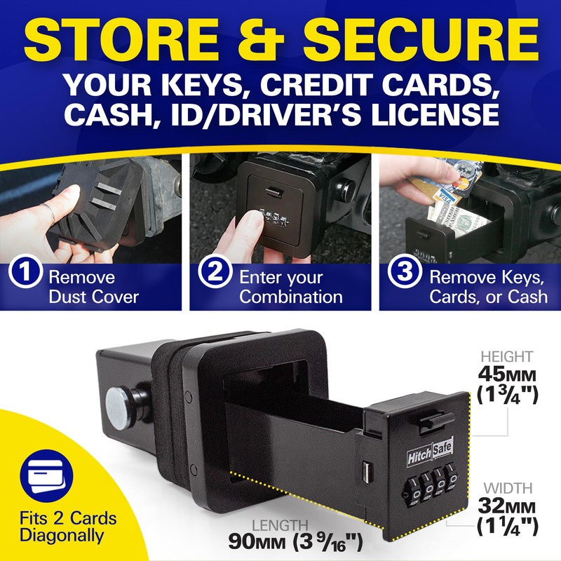 HitchSafe HS7000 Key Vault | Hidden Trailer Hitch Safe for