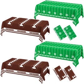 WNINK 4 Pack Football Tablecloth Football Party Decorations Football Disposable Plastic Table Cover for Birthday Party Football Themed Party Games Decoration 54 X 108 Inch