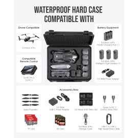 Waterproof Hard Case for DJI Mavic 4 Pro Creator Combo/ Fly More Combo Accessories, Travel Storage Bag for Mavic 4 Pro Flight Battery ×5, Compatible with 100W/ 240W Power Adapter (Case and Foam Only)