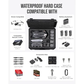 Waterproof Hard Case for DJI Mavic 4 Pro Creator Combo/ Fly More Combo Accessories, Travel Storage Bag for Mavic 4 Pro Flight Battery ×5, Compatible with 100W/ 240W Power Adapter (Case and Foam Only)