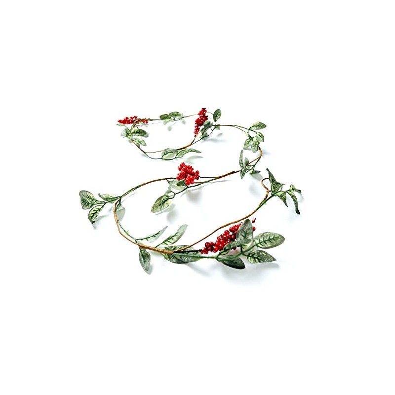 CraftMore Holiday Mini Leaf Garland with Berries