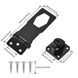 Lpraer 2 Pack 4 Inch Keyed Hasp Locks Twist Knob Keyed Locking Hasp for Small Doors, Stainless Steel Hasp Lock Catch Latch Safety Lock, Black