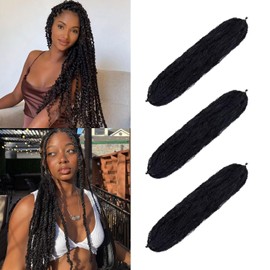 Springy Afro Twist Hair 30 Inch Black Pre Separated Spring Twist Crochet Hair Pre Stretched Marley Twist Braiding Hair Extensions For Soft Locs (30Inch,1B)