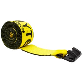 Mytee Products Winch Straps 4" x 30' Yellow Heavy Duty Tie Down w/Flat Hook Extreme WLL# 6670 lbs | 4 Inch Cargo Control for Flatbed Truck Utility Trailer