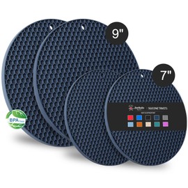 Joyhalo Trivets for Hot Dishes - Hot Pads for Kitchen, Silicone Pot Holders for Hot Pots and Pans, Silicone Mats for Kitchen Countertops, Table, Flexible Easy to Wash and Dry, Navy