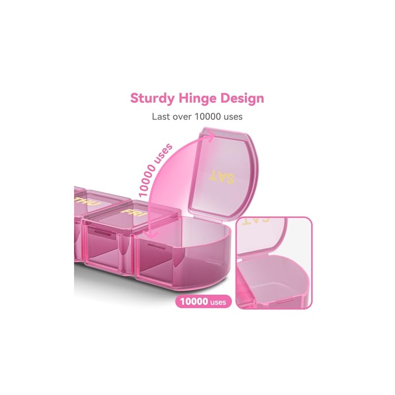 Large Pill Organizer Weekly - Supplement Organizer with Easy-Open Design