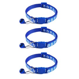 Tafeiya 3x Cat Collars Safety Collar With Quick Release Break Away Buckle and Bell, Adjustable Cute Kitten Collar Suitable for all Domestic Cats (Blue/Blue/Blue)