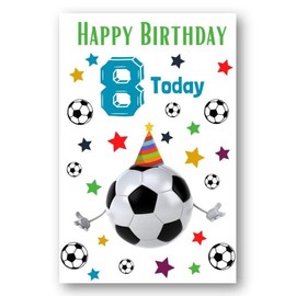 Second Ave 8th Birthday Age 8 Football Children's Kids Happy Birthday Card Greetings Card