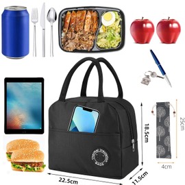 FonVan Lunch Bags Breakfast Bag (Black)