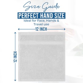 DAN RIVER 12-Pack Premium 100% Cotton White Face Towels for Bathroom - Reusable Face Wash Cloths for Showering 12 X 12 Inches - 550 GSM Super Soft & Absorbent Luxury WashCloths for Body, Spa & Gym