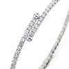 COOLSTEELANDBEYOND Women's Charm Bracelet Thin Open Bangle with Cubic Zirconia