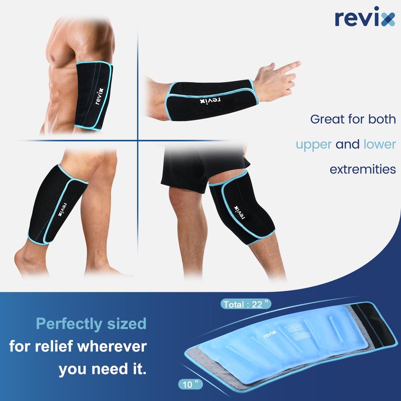 REVIX XL Shin Ice Packs Reusable Gel Cold Pack for