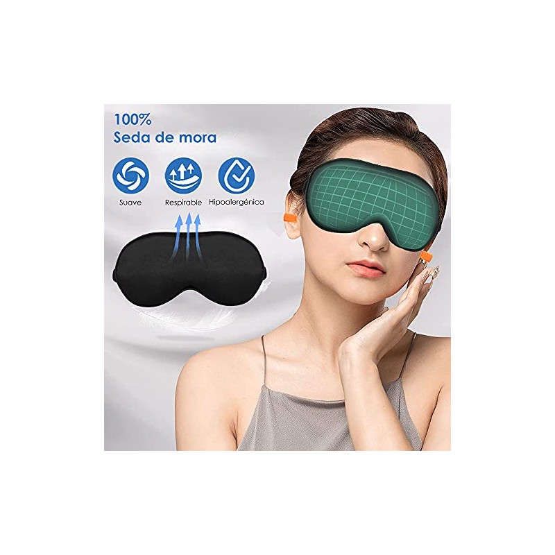 SlowTon Antifaces para Dormir, Suave Seda Cómoda Correa Ajustable