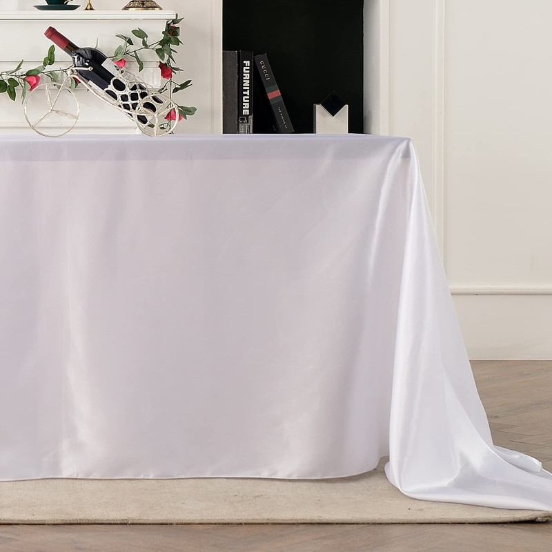 HCTX White Table Cloth Rectangular, 228 * 335cm(90x132inch), White Table