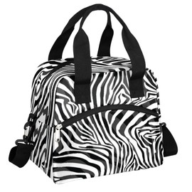 OHIKUETY Abstract Animal Zebra Lunch Bag Women Large Insulated Lunch Box for Work Adult Portable Cooler Bag Cute Lunch Tote Bag Reusable Freezable Leakproof Office Picnic Beach School Travel