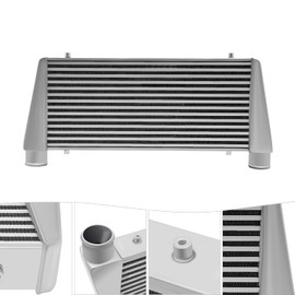 LIAPDG Universal Full Aluminum Top Feed Turbo Intercooler, Front Mount Intercooler Inlet and Outlet Diameter 6.35 Cm/2.5 Inch for All Cars (29"x13"x2.75")