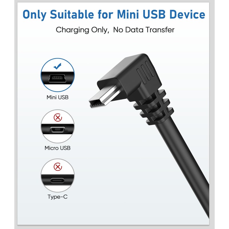 Charger Cable for Garmin GPS,(6Ft 18AWG) Thicker Shielded Mini USB