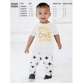 Mr Onederful Handmade Cute Baby Boy 1st Birthday Shirts (SH 18M, GW) Gold White