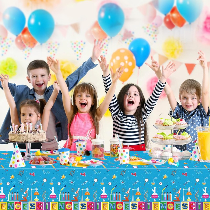 Inspireyee 4 Pieces Science Party Tablecloth Decorations Crazy Scientist Theme
