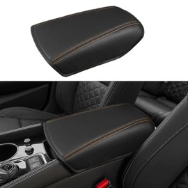 DEYTOP Center Console Cover for Nissan Maxima 2016-2023 Armrest Cover for Nissan Maxima 2016 2023 Accessories Anti-Scratch Leather Armrest Pad Protector (Black with Orange Stitches)