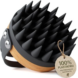 HELDSON Premium Scalp Massage Brush - FSC100% - Head Massage Brush - Scalp Massager Brush - Hair Massage Brush Hair - Hair Care Scalp Scrub - Head Massage - Scalp Scrub [Onyx Black]