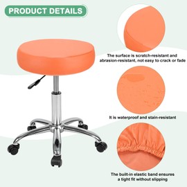 M METERXITY 4-Pack Bar Stool Covers Round, for 12-14 Inch Chair Waterproof PU Seat Covers with Elastic Bands for Bar Stool/Round Cushion [Orange]