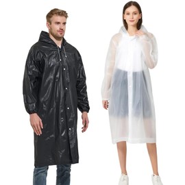 KFSCIP Poncho Waterproof Adult, 2 Pack Waterproof Ponchos for Women and Men, Reusable Raincoat with Hood and Sleeves, Suitable for Camping, Travel, Theme Parks, Emergency Situations