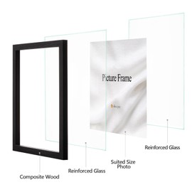 eletecpro 11x14 Floating Picture Frames Set of 2, Clear Double Glass Picture Frames for Wall Mount, Vertical or Horizontal Display Multi-Size Photos and Artworks up to 11x14 Inches, Home Decor, Black