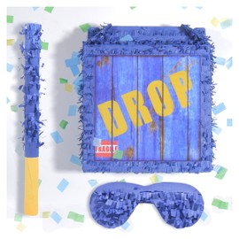 Tuoyi Drop Box Pinata Boombox, Hand Made Mexico Fiesta Pinata Boom Box for Birthday Parties, Kids Carnival and Related Events, With Pinata Stick and Blindfold (DROP BOX)
