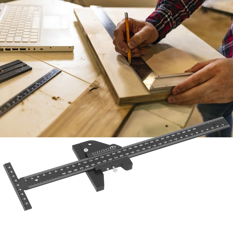 Woodworking Line Ruler Depth Vernier Measuring Caliper Combination Scribe Measure