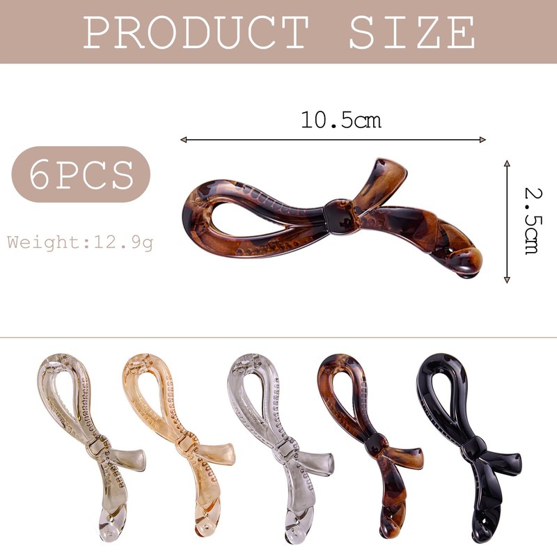 FloralGrace Pack of 5 Banana Hair Clips for Women, Flat